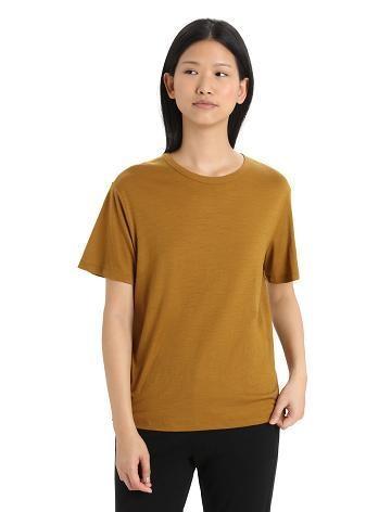 Clove Women's Icebreaker Merino Granary Short Sleeve T Shirts | USA 1581XYUF